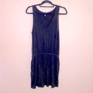 Gap Dress Black V-Neck Elastic Defined Waist Tank Sleeveless Casual